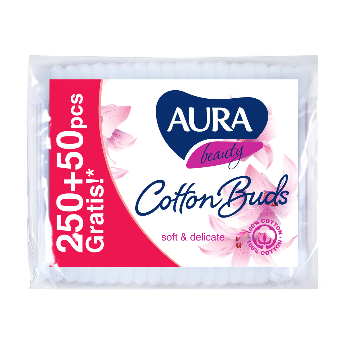Ватні палички Aura Beauty Cotton Buds, 250+50 шт