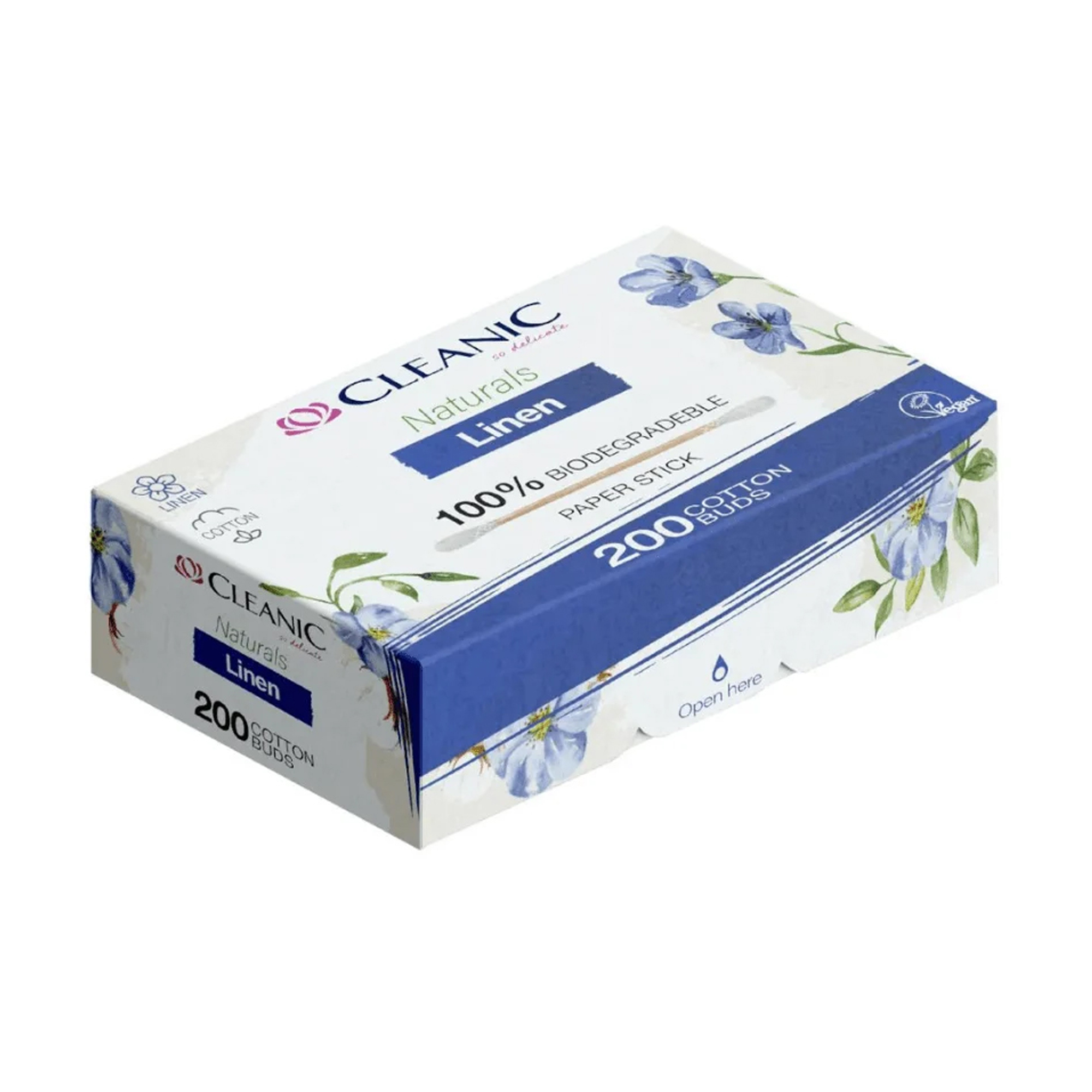Ватні палички Cleanic Naturals Linen Cotton Buds в коробці, 200 шт
