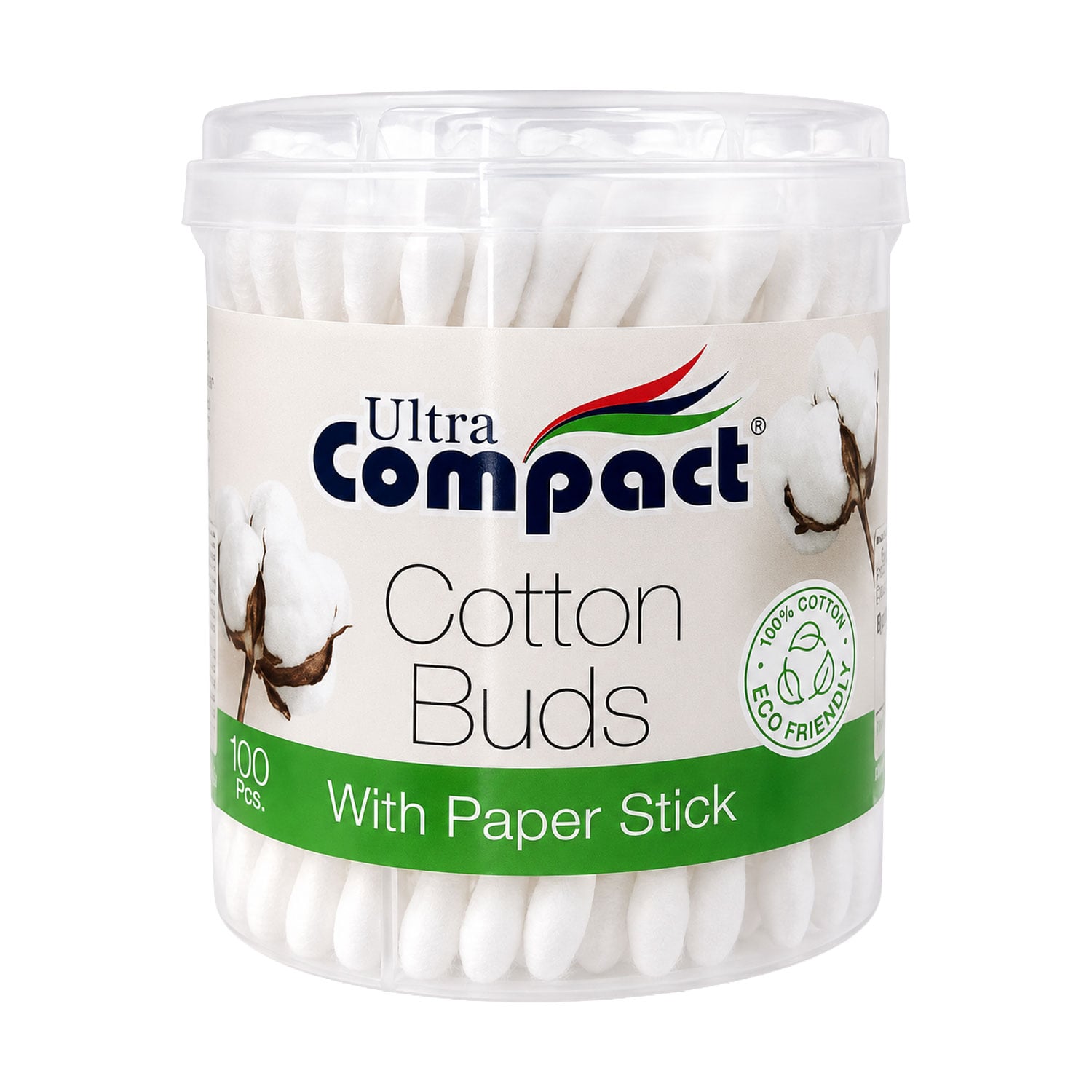 Ватні палички Ultra Compact Cotton Buds With Paper Stick, 100 шт